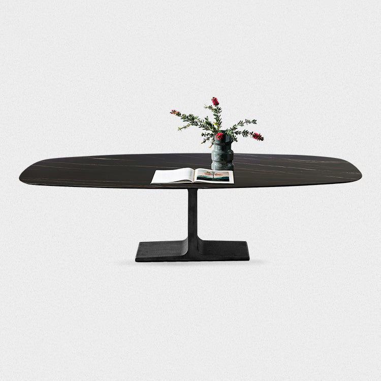 Industrial Sintered Stone Black Table Rectangle Standard Dining Table for Kitchen Clearhalo ' dining_table' 'Dining Tables & Seating' 'Dining Tables' 'furn' 'furn_dining_table' 'Furniture' 'furniture_dining_table' 'Kitchen & Dining Furniture' 'kitchen&dining_furn' 'kitchen' 'kitchen_dining_table' 4196702