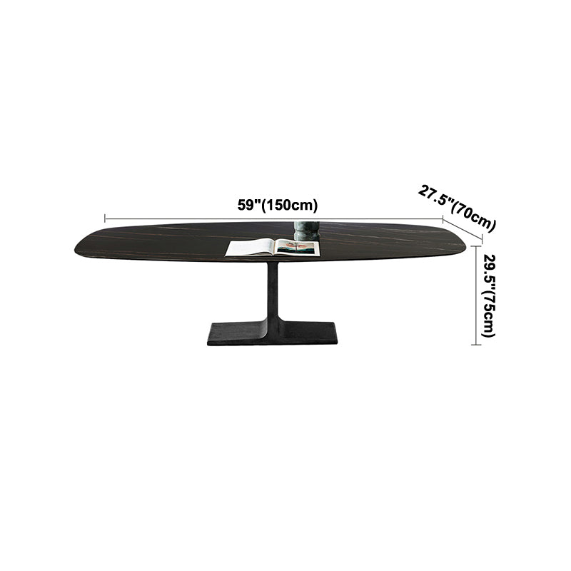 Industrial Sintered Stone Black Table Rectangle Standard Dining Table for Kitchen Clearhalo ' dining_table' 'Dining Tables & Seating' 'Dining Tables' 'furn' 'furn_dining_table' 'Furniture' 'furniture_dining_table' 'Kitchen & Dining Furniture' 'kitchen&dining_furn' 'kitchen' 'kitchen_dining_table' 4196711