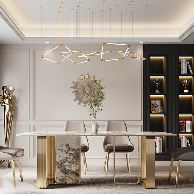 Luxury Style Sintered Stone Dining Table Double Pedestal Base Rectangle Table Clearhalo ' dining_table' 'Dining Tables & Seating' 'Dining Tables' 'furn' 'furn_dining_table' 'Furniture' 'furniture_dining_table' 'Kitchen & Dining Furniture' 'kitchen&dining_furn' 'kitchen' 'kitchen_dining_table' 4196739