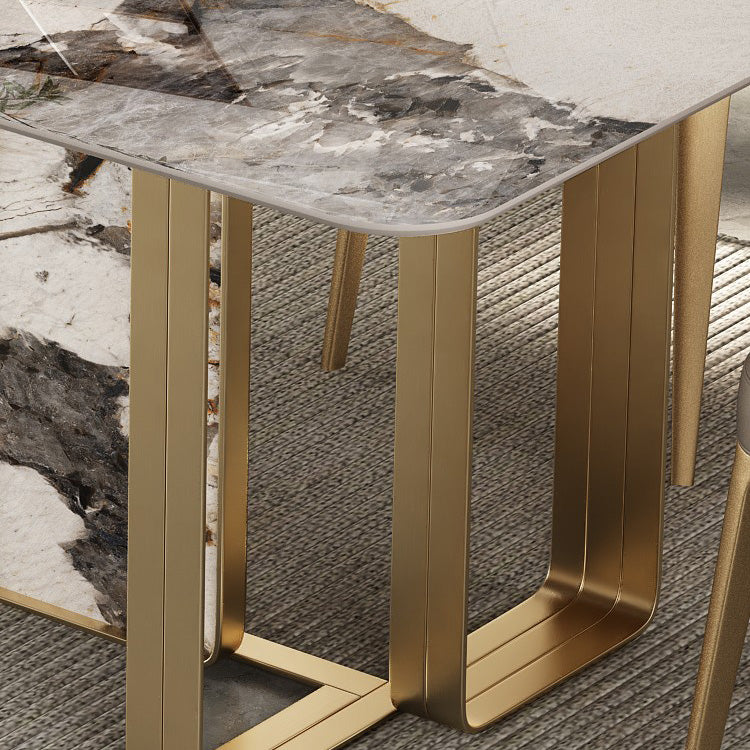 Luxury Style Sintered Stone Dining Table Double Pedestal Base Rectangle Table Clearhalo ' dining_table' 'Dining Tables & Seating' 'Dining Tables' 'furn' 'furn_dining_table' 'Furniture' 'furniture_dining_table' 'Kitchen & Dining Furniture' 'kitchen&dining_furn' 'kitchen' 'kitchen_dining_table' 4196745