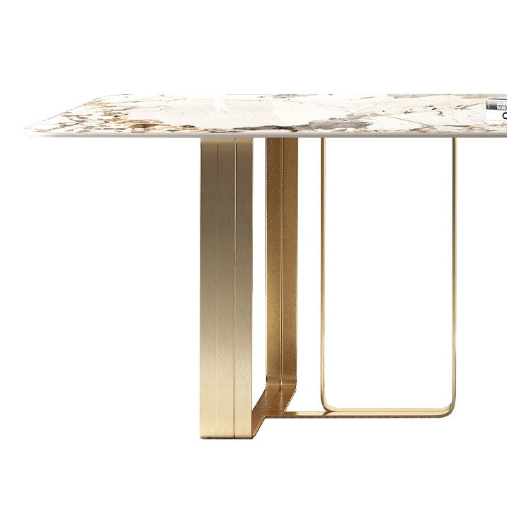 Luxury Style Sintered Stone Dining Table Double Pedestal Base Rectangle Table Clearhalo ' dining_table' 'Dining Tables & Seating' 'Dining Tables' 'furn' 'furn_dining_table' 'Furniture' 'furniture_dining_table' 'Kitchen & Dining Furniture' 'kitchen&dining_furn' 'kitchen' 'kitchen_dining_table' 4196747