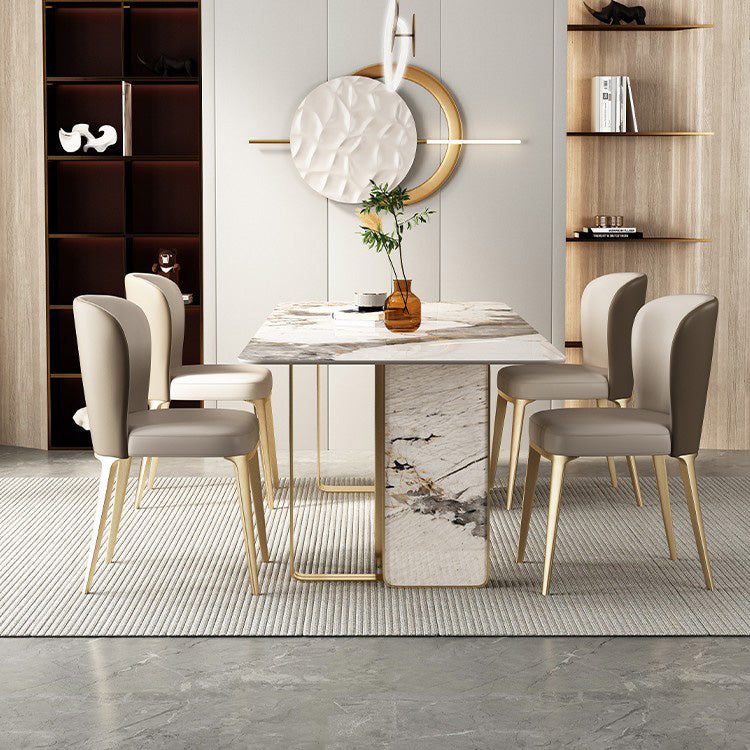 Luxury Style Sintered Stone Dining Table Double Pedestal Base Rectangle Table Clearhalo ' dining_table' 'Dining Tables & Seating' 'Dining Tables' 'furn' 'furn_dining_table' 'Furniture' 'furniture_dining_table' 'Kitchen & Dining Furniture' 'kitchen&dining_furn' 'kitchen' 'kitchen_dining_table' 4196749