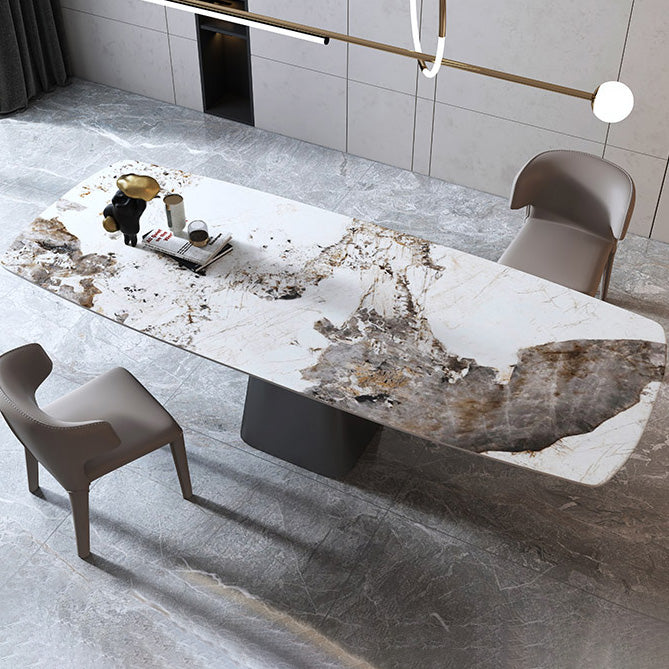 Metal Traditional Luxury Rectangle Table Sintered Stone Table,55"L x 31"W x 29"H Clearhalo ' dining_table' 'Dining Tables & Seating' 'Dining Tables' 'furn' 'furn_dining_table' 'Furniture' 'furniture_dining_table' 'Kitchen & Dining Furniture' 'kitchen&dining_furn' 'kitchen' 'kitchen_dining_table' 4196754