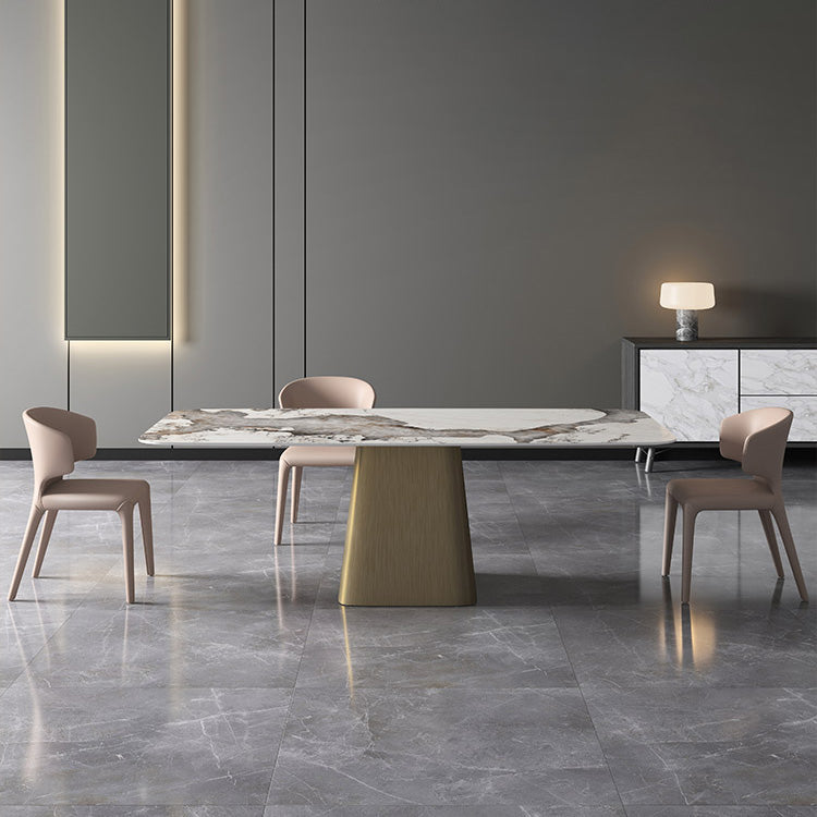 Metal Traditional Luxury Rectangle Table Sintered Stone Table,55"L x 31"W x 29"H Clearhalo ' dining_table' 'Dining Tables & Seating' 'Dining Tables' 'furn' 'furn_dining_table' 'Furniture' 'furniture_dining_table' 'Kitchen & Dining Furniture' 'kitchen&dining_furn' 'kitchen' 'kitchen_dining_table' 4196755