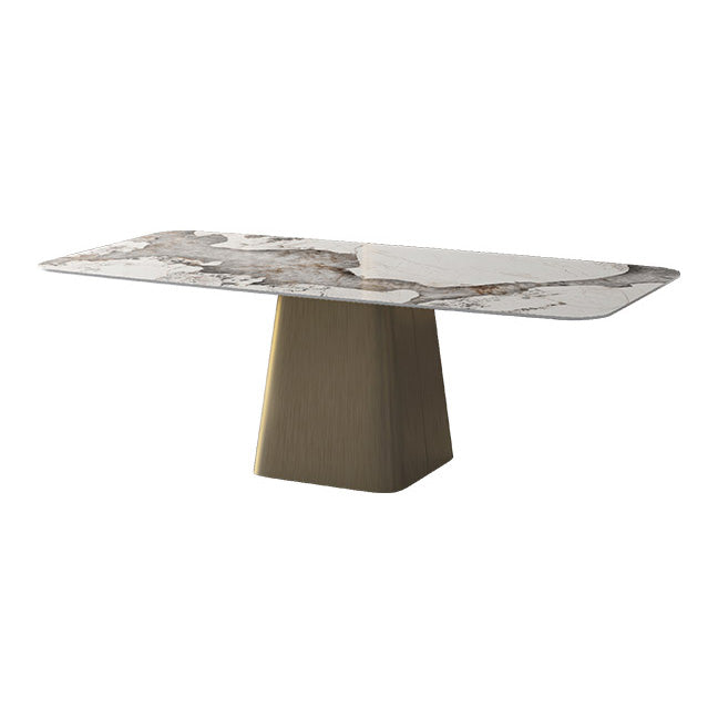Metal Traditional Luxury Rectangle Table Sintered Stone Table,55"L x 31"W x 29"H Gold Without Chairs Clearhalo ' dining_table' 'Dining Tables & Seating' 'Dining Tables' 'furn' 'furn_dining_table' 'Furniture' 'furniture_dining_table' 'Kitchen & Dining Furniture' 'kitchen&dining_furn' 'kitchen' 'kitchen_dining_table' 4196757