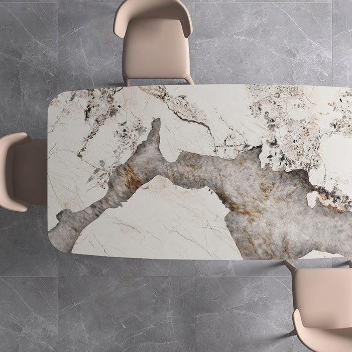 Metal Traditional Luxury Rectangle Table Sintered Stone Table,55"L x 31"W x 29"H Clearhalo ' dining_table' 'Dining Tables & Seating' 'Dining Tables' 'furn' 'furn_dining_table' 'Furniture' 'furniture_dining_table' 'Kitchen & Dining Furniture' 'kitchen&dining_furn' 'kitchen' 'kitchen_dining_table' 4196758