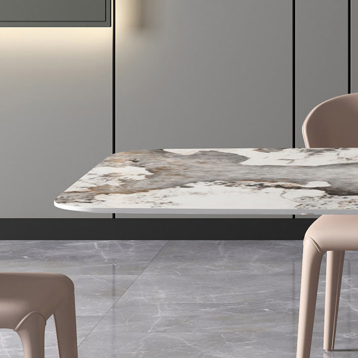 Metal Traditional Luxury Rectangle Table Sintered Stone Table,55"L x 31"W x 29"H Clearhalo ' dining_table' 'Dining Tables & Seating' 'Dining Tables' 'furn' 'furn_dining_table' 'Furniture' 'furniture_dining_table' 'Kitchen & Dining Furniture' 'kitchen&dining_furn' 'kitchen' 'kitchen_dining_table' 4196759
