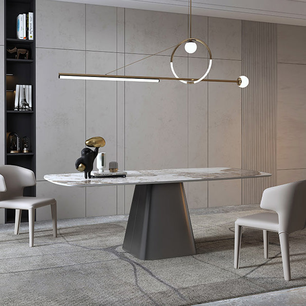 Metal Traditional Luxury Rectangle Table Sintered Stone Table,55"L x 31"W x 29"H Clearhalo ' dining_table' 'Dining Tables & Seating' 'Dining Tables' 'furn' 'furn_dining_table' 'Furniture' 'furniture_dining_table' 'Kitchen & Dining Furniture' 'kitchen&dining_furn' 'kitchen' 'kitchen_dining_table' 4196762
