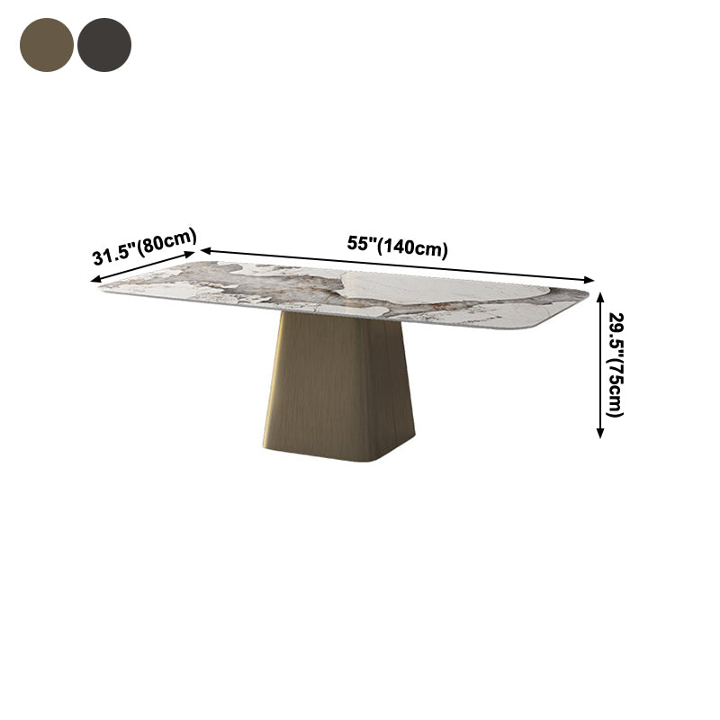Metal Traditional Luxury Rectangle Table Sintered Stone Table,55"L x 31"W x 29"H Clearhalo ' dining_table' 'Dining Tables & Seating' 'Dining Tables' 'furn' 'furn_dining_table' 'Furniture' 'furniture_dining_table' 'Kitchen & Dining Furniture' 'kitchen&dining_furn' 'kitchen' 'kitchen_dining_table' 4196763