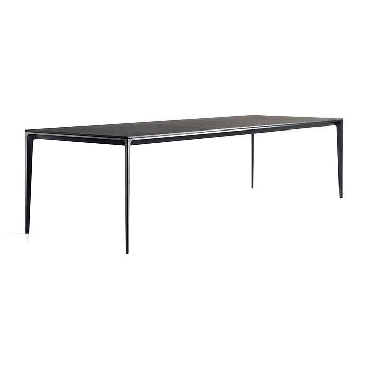 Rectangle Contemporary Dining Room Table Sintered Stone Table with 4 Black Legs Black Clearhalo ' dining_table' 'Dining Tables & Seating' 'Dining Tables' 'Furniture' 'furniture_dining_table' 'Kitchen & Dining Furniture' 'kitchen&dining_furn' 'kitchen' 'kitchen_dining_table' 4196790