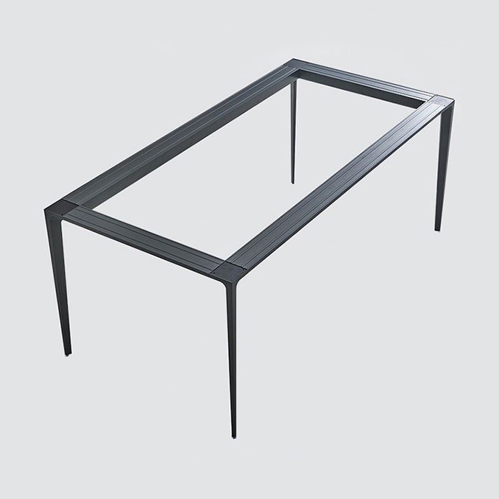 Rectangle Contemporary Dining Room Table Sintered Stone Table with 4 Black Legs Clearhalo ' dining_table' 'Dining Tables & Seating' 'Dining Tables' 'Furniture' 'furniture_dining_table' 'Kitchen & Dining Furniture' 'kitchen&dining_furn' 'kitchen' 'kitchen_dining_table' 4196791