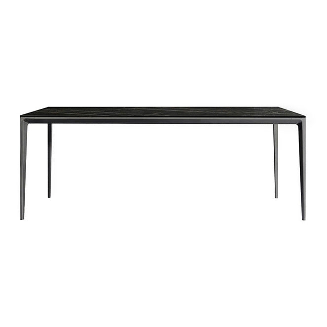 Rectangle Contemporary Dining Room Table Sintered Stone Table with 4 Black Legs Clearhalo ' dining_table' 'Dining Tables & Seating' 'Dining Tables' 'Furniture' 'furniture_dining_table' 'Kitchen & Dining Furniture' 'kitchen&dining_furn' 'kitchen' 'kitchen_dining_table' 4196793