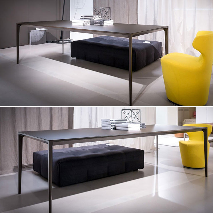 Rectangle Contemporary Dining Room Table Sintered Stone Table with 4 Black Legs Clearhalo ' dining_table' 'Dining Tables & Seating' 'Dining Tables' 'Furniture' 'furniture_dining_table' 'Kitchen & Dining Furniture' 'kitchen&dining_furn' 'kitchen' 'kitchen_dining_table' 4196795
