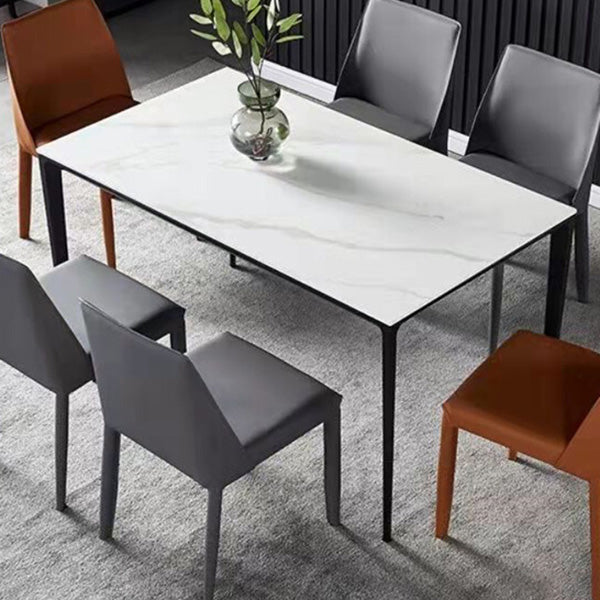 Rectangle Contemporary Dining Room Table Sintered Stone Table with 4 Black Legs Clearhalo ' dining_table' 'Dining Tables & Seating' 'Dining Tables' 'Furniture' 'furniture_dining_table' 'Kitchen & Dining Furniture' 'kitchen&dining_furn' 'kitchen' 'kitchen_dining_table' 4196797