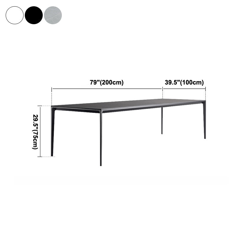 Rectangle Contemporary Dining Room Table Sintered Stone Table with 4 Black Legs Clearhalo ' dining_table' 'Dining Tables & Seating' 'Dining Tables' 'Furniture' 'furniture_dining_table' 'Kitchen & Dining Furniture' 'kitchen&dining_furn' 'kitchen' 'kitchen_dining_table' 4196803