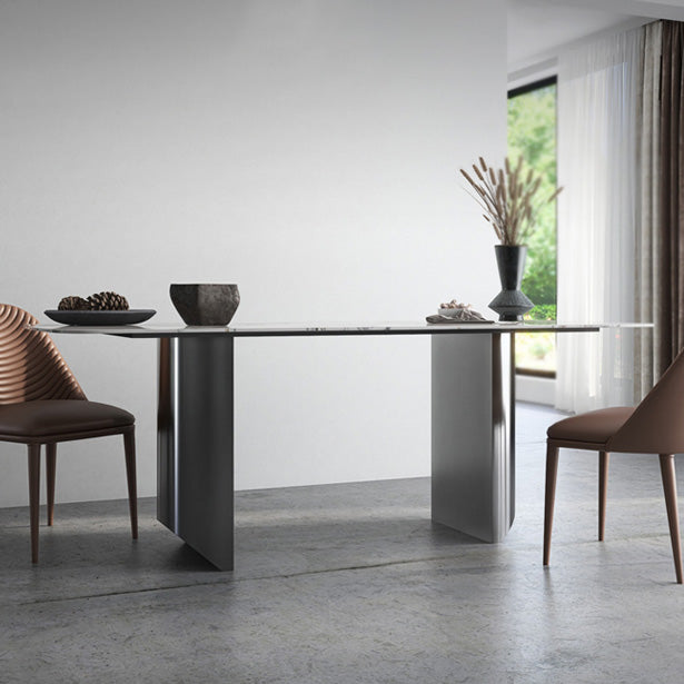 Metal Traditional Luxury Rectangle Table Sintered Stone Indoor Table Clearhalo ' dining_table' 'Dining Tables & Seating' 'Dining Tables' 'furn' 'furn_dining_table' 'Furniture' 'furniture_dining_table' 'Kitchen & Dining Furniture' 'kitchen&dining_furn' 'kitchen' 'kitchen_dining_table' 4196805