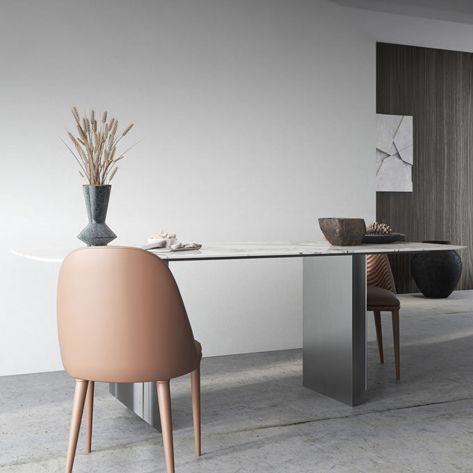 Metal Traditional Luxury Rectangle Table Sintered Stone Indoor Table Clearhalo ' dining_table' 'Dining Tables & Seating' 'Dining Tables' 'furn' 'furn_dining_table' 'Furniture' 'furniture_dining_table' 'Kitchen & Dining Furniture' 'kitchen&dining_furn' 'kitchen' 'kitchen_dining_table' 4196806