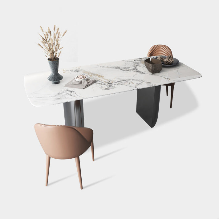Metal Traditional Luxury Rectangle Table Sintered Stone Indoor Table Clearhalo ' dining_table' 'Dining Tables & Seating' 'Dining Tables' 'furn' 'furn_dining_table' 'Furniture' 'furniture_dining_table' 'Kitchen & Dining Furniture' 'kitchen&dining_furn' 'kitchen' 'kitchen_dining_table' 4196807