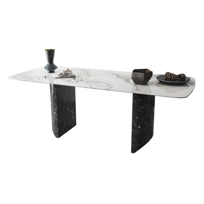Metal Traditional Luxury Rectangle Table Sintered Stone Indoor Table Black Without Chairs Clearhalo ' dining_table' 'Dining Tables & Seating' 'Dining Tables' 'furn' 'furn_dining_table' 'Furniture' 'furniture_dining_table' 'Kitchen & Dining Furniture' 'kitchen&dining_furn' 'kitchen' 'kitchen_dining_table' 4196813
