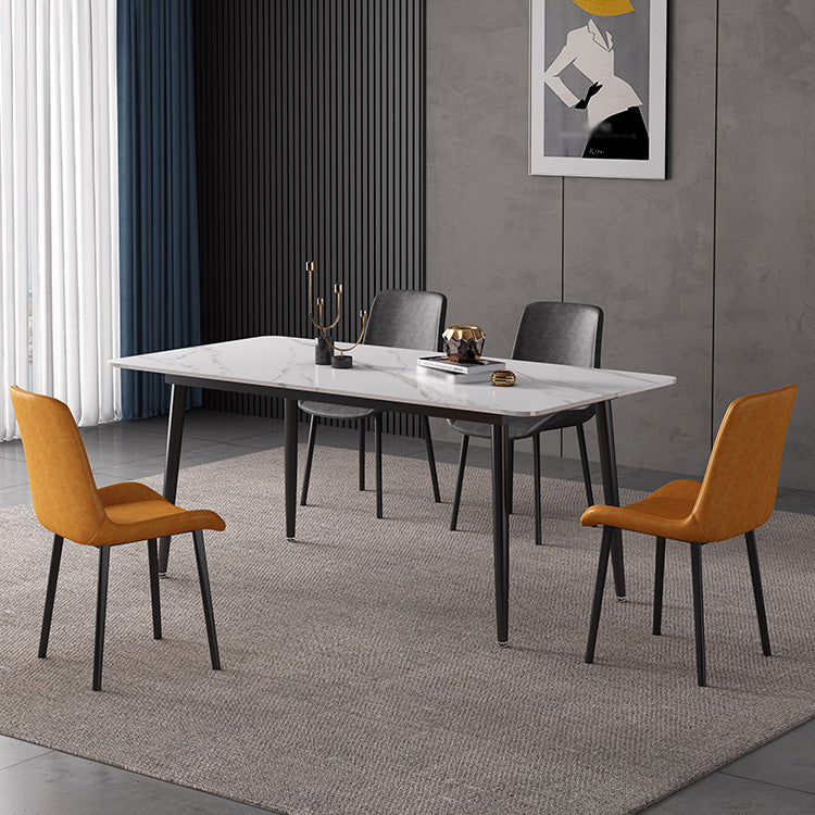 Sintered Stone Dining Table Industrial Style 4 Legs Base Rectangle Table for Dining Room Clearhalo ' dining_table' 'Dining Tables & Seating' 'Dining Tables' 'furn' 'furn_dining_table' 'Furniture' 'furniture_dining_table' 'Kitchen & Dining Furniture' 'kitchen&dining_furn' 'kitchen' 'kitchen_dining_table' 4196817