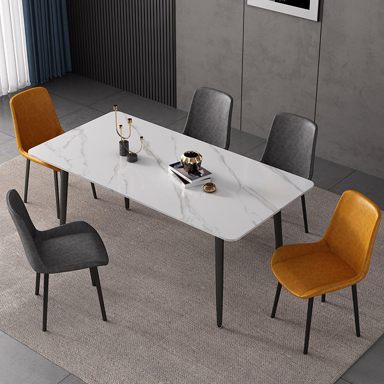 Sintered Stone Dining Table Industrial Style 4 Legs Base Rectangle Table for Dining Room Clearhalo ' dining_table' 'Dining Tables & Seating' 'Dining Tables' 'furn' 'furn_dining_table' 'Furniture' 'furniture_dining_table' 'Kitchen & Dining Furniture' 'kitchen&dining_furn' 'kitchen' 'kitchen_dining_table' 4196818