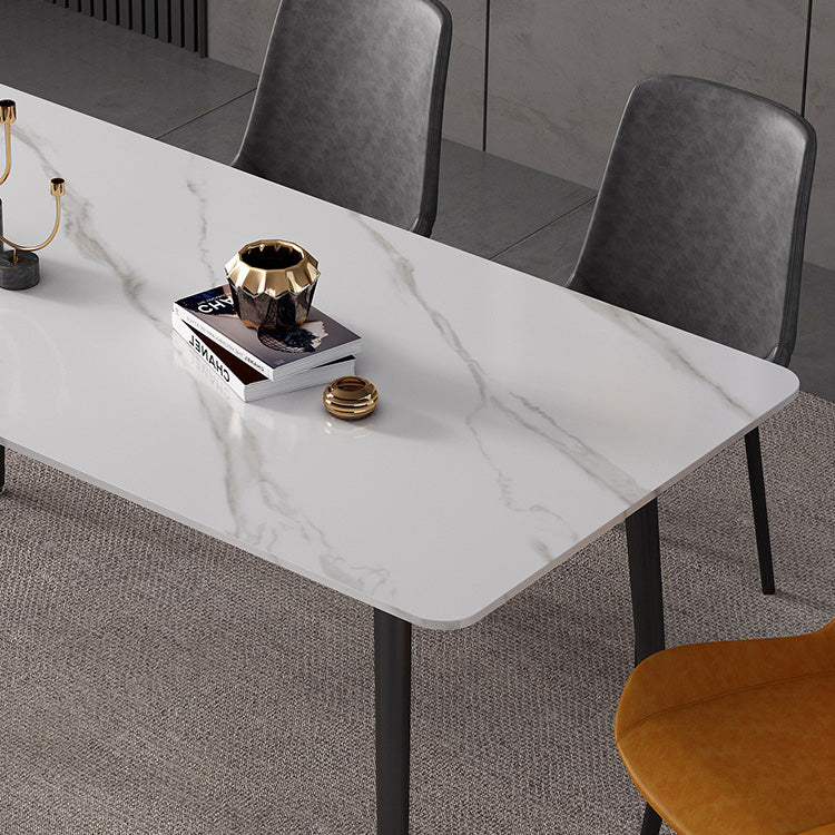 Sintered Stone Dining Table Industrial Style 4 Legs Base Rectangle Table for Dining Room Clearhalo ' dining_table' 'Dining Tables & Seating' 'Dining Tables' 'furn' 'furn_dining_table' 'Furniture' 'furniture_dining_table' 'Kitchen & Dining Furniture' 'kitchen&dining_furn' 'kitchen' 'kitchen_dining_table' 4196823