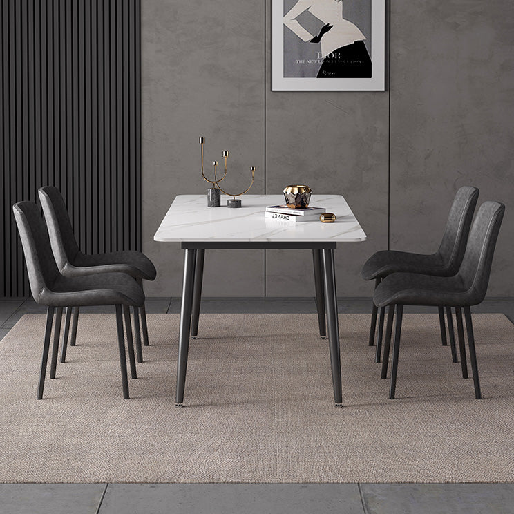 Sintered Stone Dining Table Industrial Style 4 Legs Base Rectangle Table for Dining Room Clearhalo ' dining_table' 'Dining Tables & Seating' 'Dining Tables' 'furn' 'furn_dining_table' 'Furniture' 'furniture_dining_table' 'Kitchen & Dining Furniture' 'kitchen&dining_furn' 'kitchen' 'kitchen_dining_table' 4196826