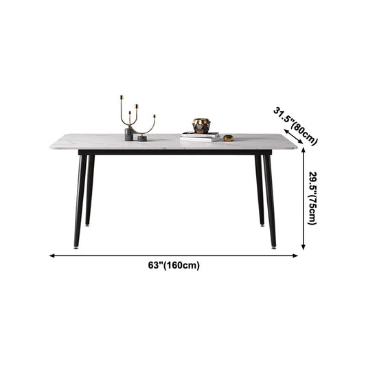 Sintered Stone Dining Table Industrial Style 4 Legs Base Rectangle Table for Dining Room