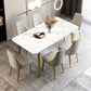 Rectangle Traditional Luxury Dining Table White Sintered Stone Table with 4 Gold Legs Clearhalo ' dining_table' 'Dining Tables & Seating' 'Dining Tables' 'furn' 'furn_dining_table' 'Furniture' 'furniture_dining_table' 'Kitchen & Dining Furniture' 'kitchen&dining_furn' 'kitchen' 'kitchen_dining_table' 4196872