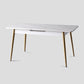 Rectangle Traditional Luxury Dining Table White Sintered Stone Table with 4 Gold Legs Clearhalo ' dining_table' 'Dining Tables & Seating' 'Dining Tables' 'furn' 'furn_dining_table' 'Furniture' 'furniture_dining_table' 'Kitchen & Dining Furniture' 'kitchen&dining_furn' 'kitchen' 'kitchen_dining_table' 4196875