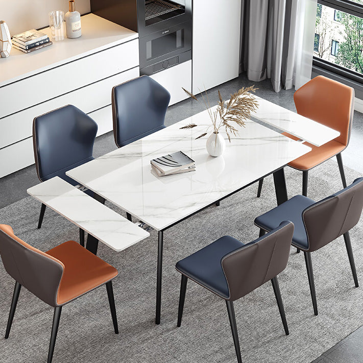 Modern Rectangle Dining Table Sintered Stone 4 Legs Table with Black Frame Clearhalo ' dining_table' 'Dining Tables & Seating' 'Dining Tables' 'furn' 'furn_dining_table' 'Furniture' 'furniture_dining_table' 'Kitchen & Dining Furniture' 'kitchen&dining_furn' 'kitchen' 'kitchen_dining_table' 4196899