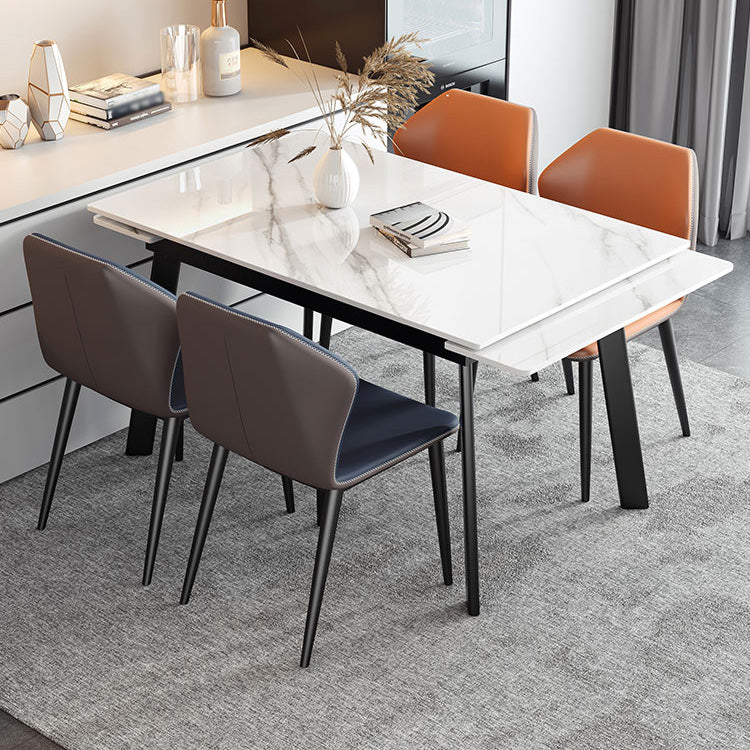 Modern Rectangle Dining Table Sintered Stone 4 Legs Table with Black Frame Clearhalo ' dining_table' 'Dining Tables & Seating' 'Dining Tables' 'furn' 'furn_dining_table' 'Furniture' 'furniture_dining_table' 'Kitchen & Dining Furniture' 'kitchen&dining_furn' 'kitchen' 'kitchen_dining_table' 4196901