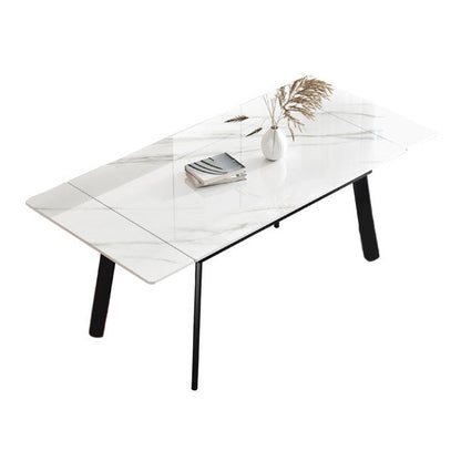 Modern Rectangle Dining Table Sintered Stone 4 Legs Table with Black Frame Without Chairs Clearhalo ' dining_table' 'Dining Tables & Seating' 'Dining Tables' 'furn' 'furn_dining_table' 'Furniture' 'furniture_dining_table' 'Kitchen & Dining Furniture' 'kitchen&dining_furn' 'kitchen' 'kitchen_dining_table' 4196903