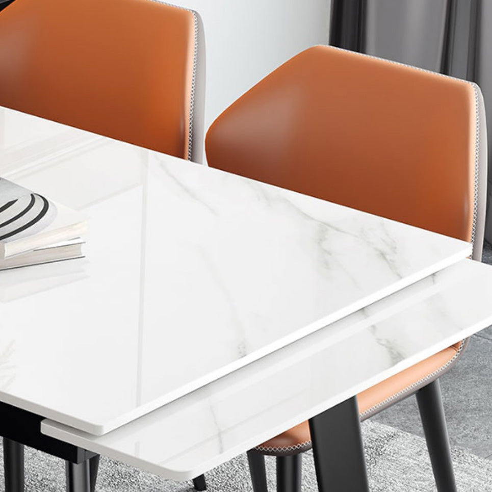 Modern Rectangle Dining Table Sintered Stone 4 Legs Table with Black Frame Clearhalo ' dining_table' 'Dining Tables & Seating' 'Dining Tables' 'furn' 'furn_dining_table' 'Furniture' 'furniture_dining_table' 'Kitchen & Dining Furniture' 'kitchen&dining_furn' 'kitchen' 'kitchen_dining_table' 4196904