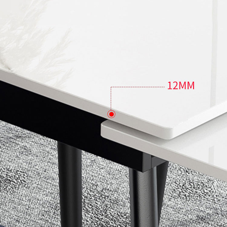 Modern Rectangle Dining Table Sintered Stone 4 Legs Table with Black Frame Clearhalo ' dining_table' 'Dining Tables & Seating' 'Dining Tables' 'furn' 'furn_dining_table' 'Furniture' 'furniture_dining_table' 'Kitchen & Dining Furniture' 'kitchen&dining_furn' 'kitchen' 'kitchen_dining_table' 4196905