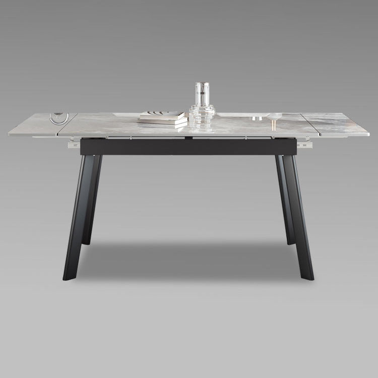 Modern Rectangle Dining Table Sintered Stone 4 Legs Table with Black Frame Clearhalo ' dining_table' 'Dining Tables & Seating' 'Dining Tables' 'furn' 'furn_dining_table' 'Furniture' 'furniture_dining_table' 'Kitchen & Dining Furniture' 'kitchen&dining_furn' 'kitchen' 'kitchen_dining_table' 4196908