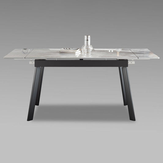 Modern Rectangle Dining Table Sintered Stone 4 Legs Table with Black Frame
