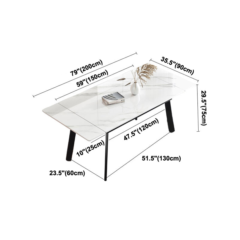 Modern Rectangle Dining Table Sintered Stone 4 Legs Table with Black Frame Clearhalo ' dining_table' 'Dining Tables & Seating' 'Dining Tables' 'furn' 'furn_dining_table' 'Furniture' 'furniture_dining_table' 'Kitchen & Dining Furniture' 'kitchen&dining_furn' 'kitchen' 'kitchen_dining_table' 4196911