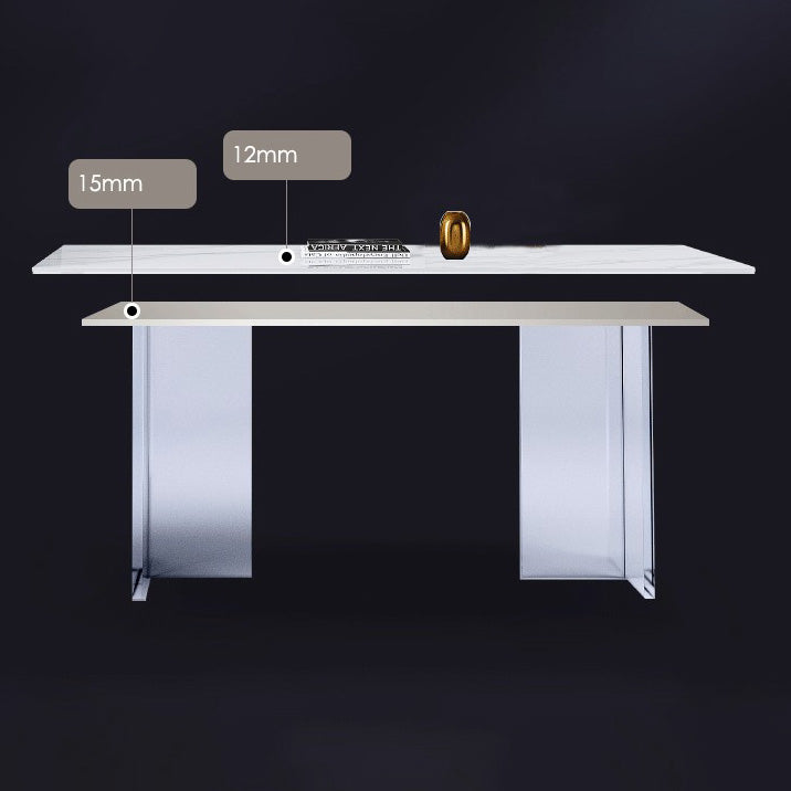 Modern White Dining Table Rectangle Sintered Stone Dining Table with Acrylic Base for Kitchen Clearhalo ' dining_table' 'Dining Tables & Seating' 'Dining Tables' 'furn' 'furn_dining_table' 'Furniture' 'furniture_dining_table' 'Kitchen & Dining Furniture' 'kitchen&dining_furn' 'kitchen' 'kitchen_dining_table' 4196919