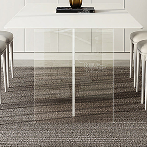 Modern White Dining Table Rectangle Sintered Stone Dining Table with Acrylic Base for Kitchen Clearhalo ' dining_table' 'Dining Tables & Seating' 'Dining Tables' 'furn' 'furn_dining_table' 'Furniture' 'furniture_dining_table' 'Kitchen & Dining Furniture' 'kitchen&dining_furn' 'kitchen' 'kitchen_dining_table' 4196922