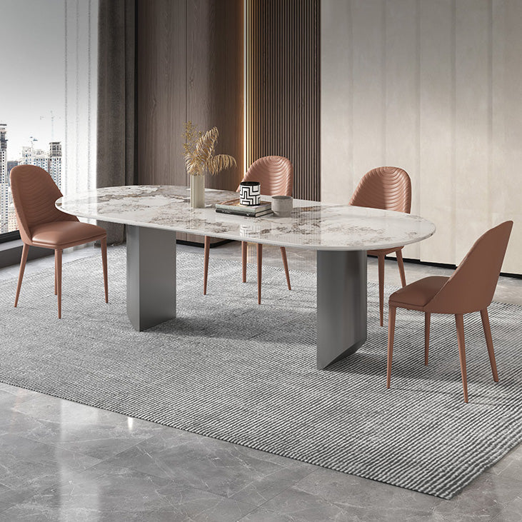 Metal Traditional Luxury Oval Table Sintered Stone Table for Dining Room and Kitchen Clearhalo ' dining_table' 'Dining Tables & Seating' 'Dining Tables' 'furn' 'furn_dining_table' 'Furniture' 'furniture_dining_table' 'Kitchen & Dining Furniture' 'kitchen&dining_furn' 'kitchen' 'kitchen_dining_table' 4196927