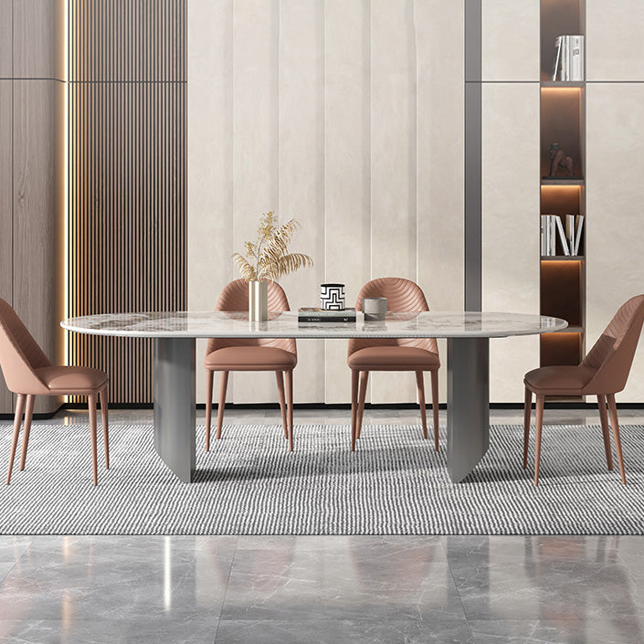 Metal Traditional Luxury Oval Table Sintered Stone Table for Dining Room and Kitchen Clearhalo ' dining_table' 'Dining Tables & Seating' 'Dining Tables' 'furn' 'furn_dining_table' 'Furniture' 'furniture_dining_table' 'Kitchen & Dining Furniture' 'kitchen&dining_furn' 'kitchen' 'kitchen_dining_table' 4196929