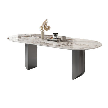 Metal Traditional Luxury Oval Table Sintered Stone Table for Dining Room and Kitchen Without Chairs Clearhalo ' dining_table' 'Dining Tables & Seating' 'Dining Tables' 'furn' 'furn_dining_table' 'Furniture' 'furniture_dining_table' 'Kitchen & Dining Furniture' 'kitchen&dining_furn' 'kitchen' 'kitchen_dining_table' 4196931