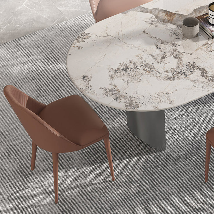 Metal Traditional Luxury Oval Table Sintered Stone Table for Dining Room and Kitchen Clearhalo ' dining_table' 'Dining Tables & Seating' 'Dining Tables' 'furn' 'furn_dining_table' 'Furniture' 'furniture_dining_table' 'Kitchen & Dining Furniture' 'kitchen&dining_furn' 'kitchen' 'kitchen_dining_table' 4196932