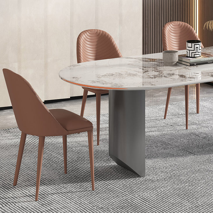 Metal Traditional Luxury Oval Table Sintered Stone Table for Dining Room and Kitchen Clearhalo ' dining_table' 'Dining Tables & Seating' 'Dining Tables' 'furn' 'furn_dining_table' 'Furniture' 'furniture_dining_table' 'Kitchen & Dining Furniture' 'kitchen&dining_furn' 'kitchen' 'kitchen_dining_table' 4196934