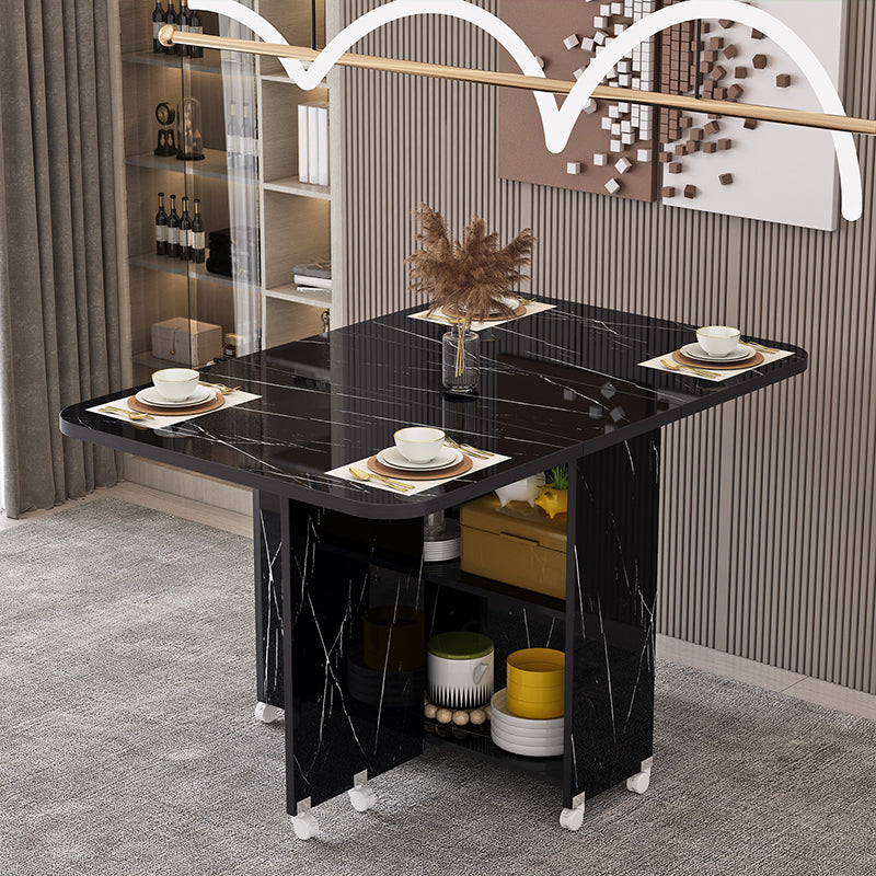 Modern Style Dining Table Rectangle Drop-Leaf Dining Table for Home Use Black Without Chairs Clearhalo ' dining_table' 'Dining Tables & Seating' 'Dining Tables' 'furn' 'furn_dining_table' 'Furniture' 'furniture_dining_table' 'Kitchen & Dining Furniture' 'kitchen&dining_furn' 'kitchen' 'kitchen_dining_table' 4196945
