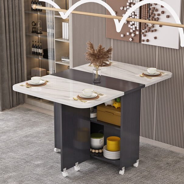 Modern Style Dining Table Rectangle Drop-Leaf Dining Table for Home Use Clearhalo ' dining_table' 'Dining Tables & Seating' 'Dining Tables' 'furn' 'furn_dining_table' 'Furniture' 'furniture_dining_table' 'Kitchen & Dining Furniture' 'kitchen&dining_furn' 'kitchen' 'kitchen_dining_table' 4196947