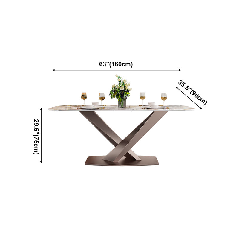 Traditional Luxury Dining Table Rectangle Sintered Stone Dining Table with Metal Base Clearhalo ' dining_table' 'Dining Tables & Seating' 'Dining Tables' 'furn' 'furn_dining_table' 'Furniture' 'furniture_dining_table' 'Kitchen & Dining Furniture' 'kitchen&dining_furn' 'kitchen' 'kitchen_dining_table' 4196962