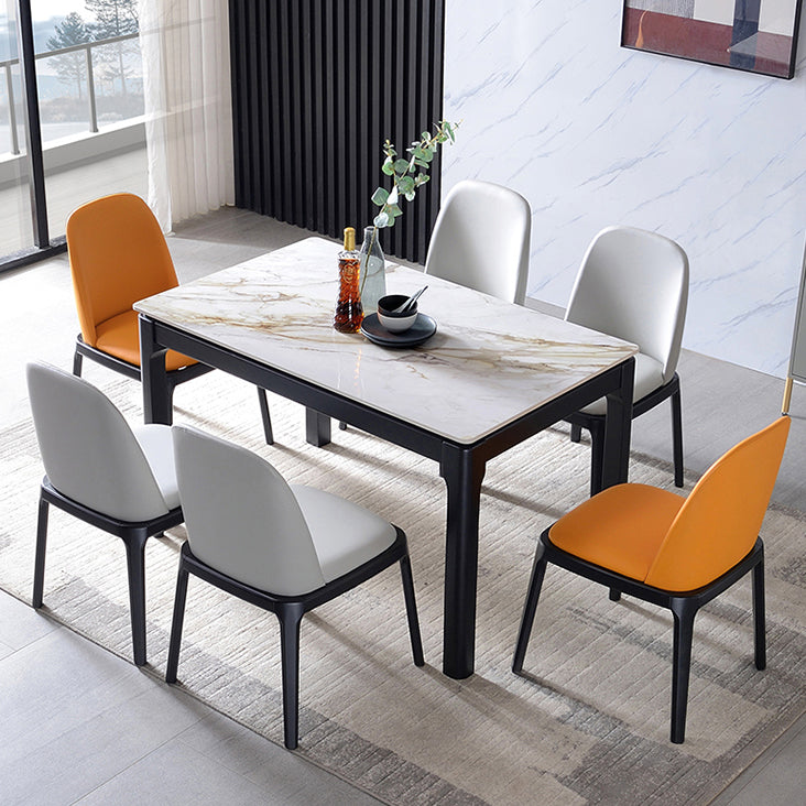 Rectangle Table Midcentury Style Dinner Room Furniture with Wooden Base Clearhalo ' dining_table' 'Dining Tables & Seating' 'Dining Tables' 'furn' 'furn_dining_table' 'Furniture' 'furniture_dining_table' 'Kitchen & Dining Furniture' 'kitchen&dining_furn' 'kitchen' 'kitchen_dining_table' 4196975