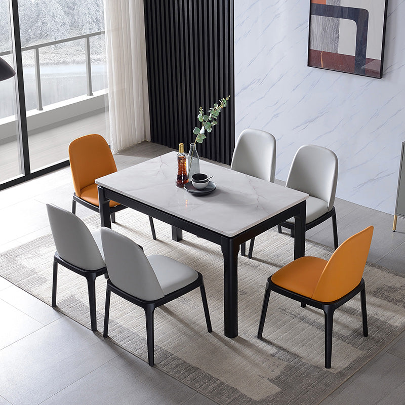 Rectangle Table Midcentury Style Dinner Room Furniture with Wooden Base White Without Chairs Clearhalo ' dining_table' 'Dining Tables & Seating' 'Dining Tables' 'furn' 'furn_dining_table' 'Furniture' 'furniture_dining_table' 'Kitchen & Dining Furniture' 'kitchen&dining_furn' 'kitchen' 'kitchen_dining_table' 4196977